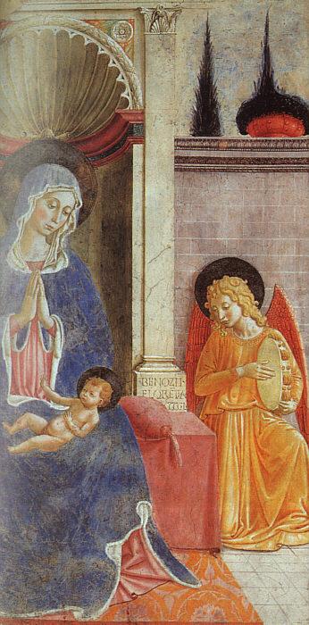 Benozzo Gozzoli Madonna and Child with Angel Playing Music